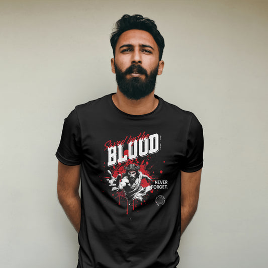 "Saved By The Blood" | Christian T-Shirt | Jesus Crucifixion | Christian Tee | Christian Message