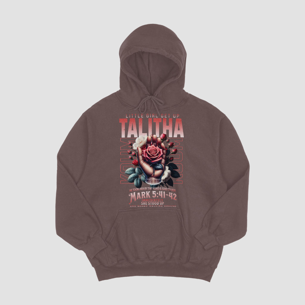 "Talitha Cumi" Hoodie | Mark 5:41-42 | Christian Faith Apparel  |  "Little Girl Get Up" Hoodie | Christian Quote | Christian Inspiration| Christian Message | Streetwear Bible Verse Hoodie